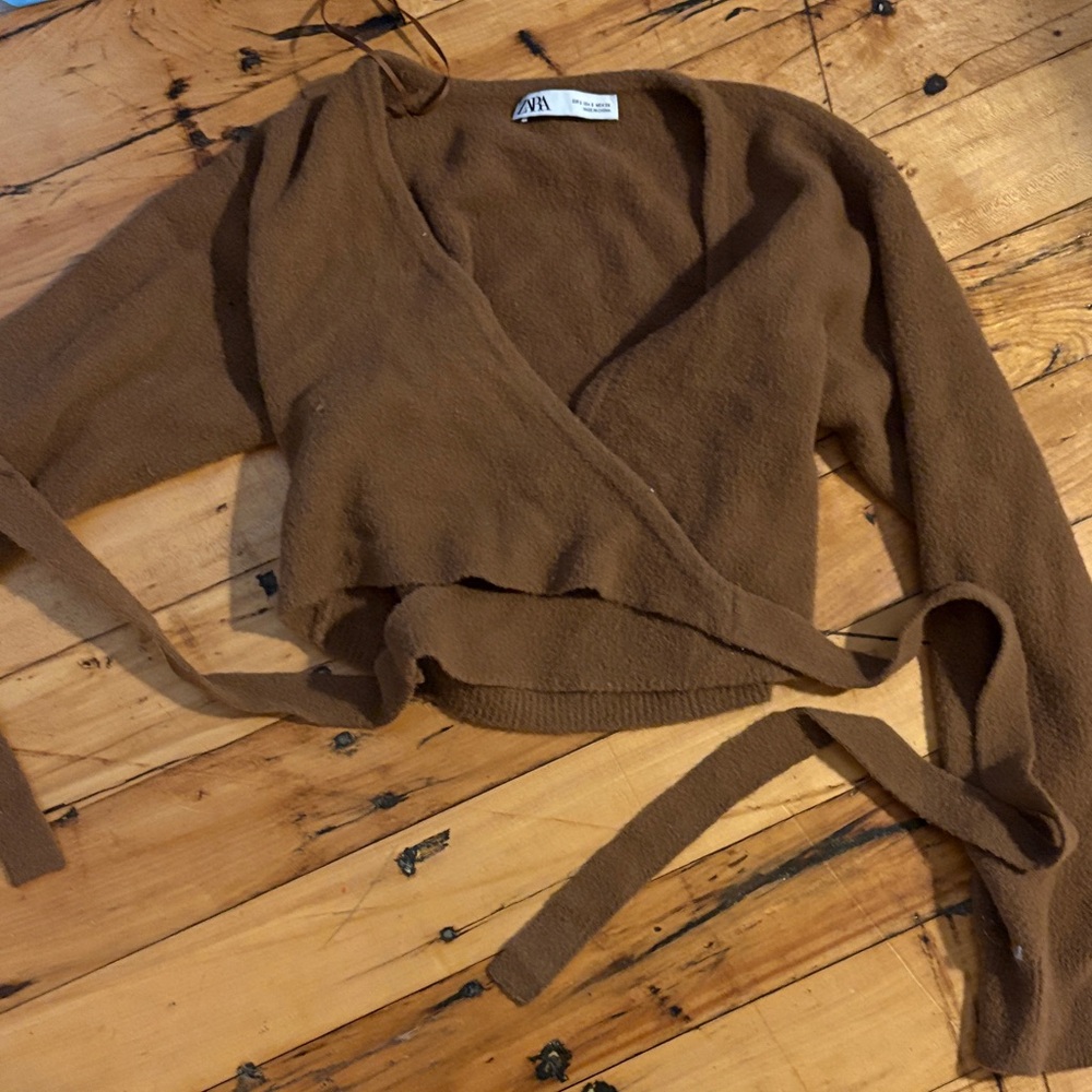 Zara Brown Wrap Cardigan
